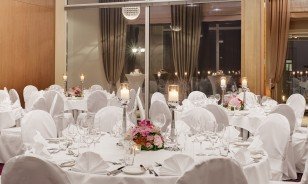 Prepared tables at the Gardenhall in Davos