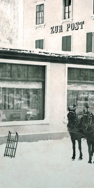 Morosani History Damalige Außenfassade des Morosani Posthotels
