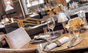 Prepared table at the Morosani "Schweizerhof" in Davos