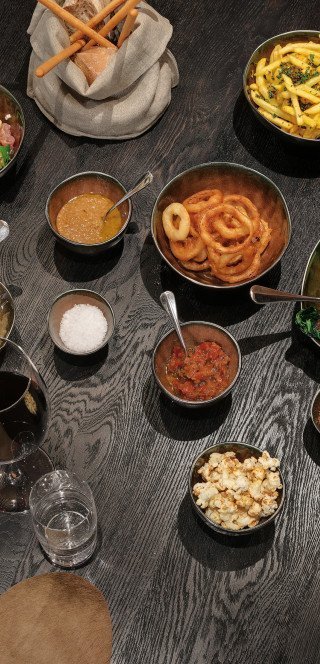 Various dips and food at the "Pöstli Grill"